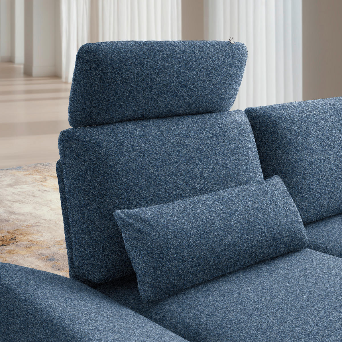 ECKSOFA Flachgewebe Blau  - Blau/Schwarz, Design, Textil/Metall (155/234cm) - Dieter Knoll