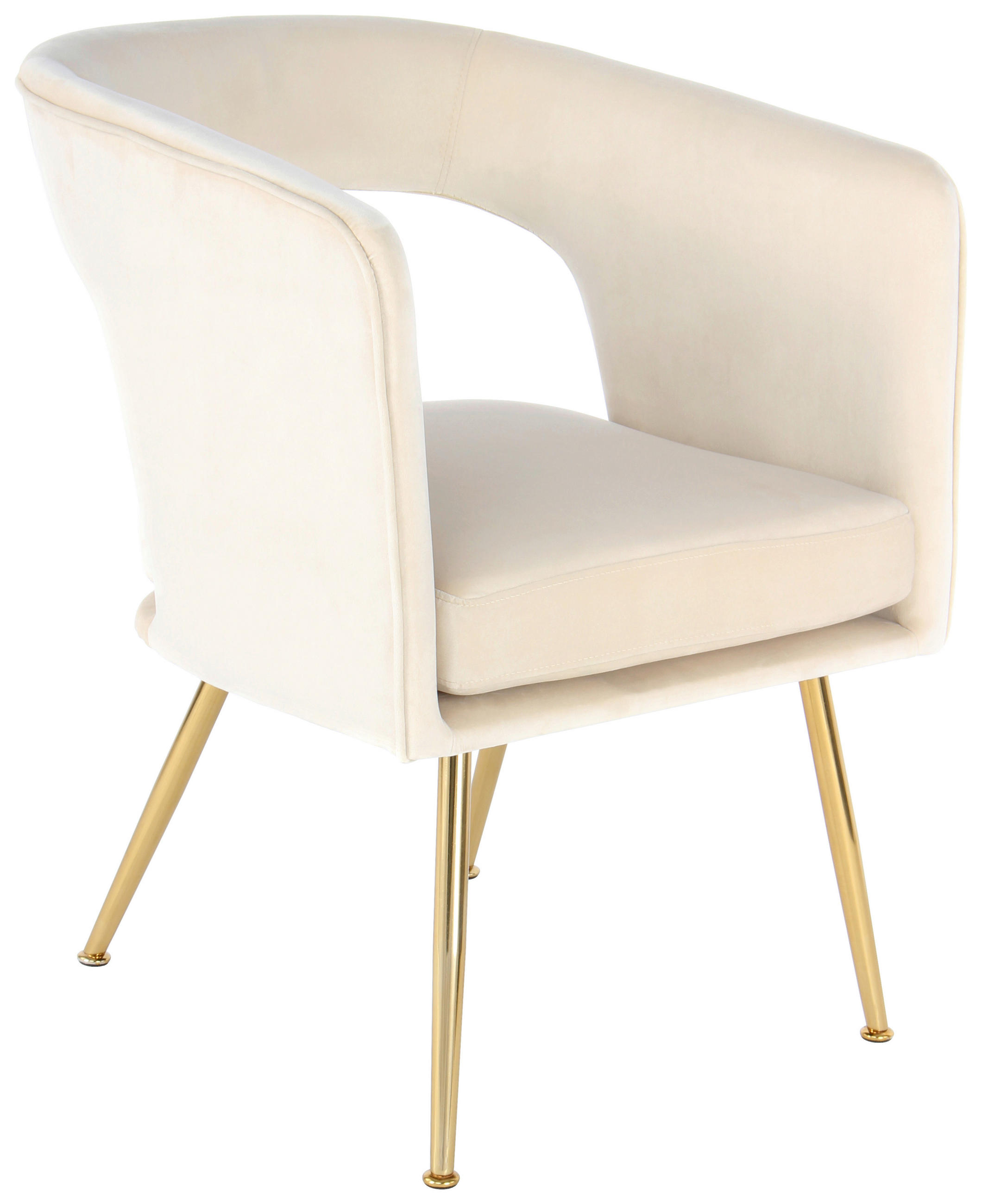 STOLIČKA S PODRÚČKAMI, zamat, krémová - zlatá/krémová, Modern, kov/textil (60/77/63cm) - MID.YOU
