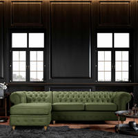 ECKSOFA Mikrofaser Dunkelgrün  - Dunkelgrün/Braun, Design, Holz/Textil (182/284cm) - P & B