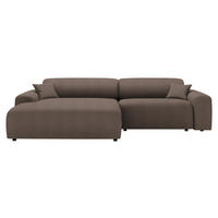 ECKSOFA in Velours, Feincord Braun  178/292 cm  - Schwarz/Braun, Design, Kunststoff/Textil (178/292cm) - home24