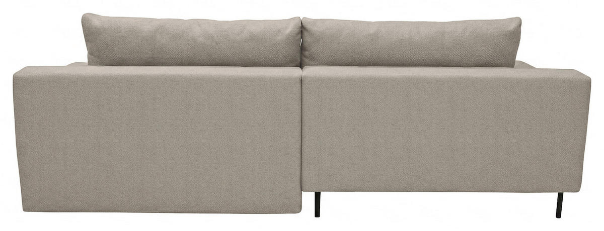 ECKSOFA Grau Struktur Rückenkissen, Bettkasten, Schlaffunktion, Rücken echt, Armteilverstellung, Liegefläche im Originalstoff  - Beige/Schwarz, MODERN, Textil/Metall (181/263cm) - Carryhome