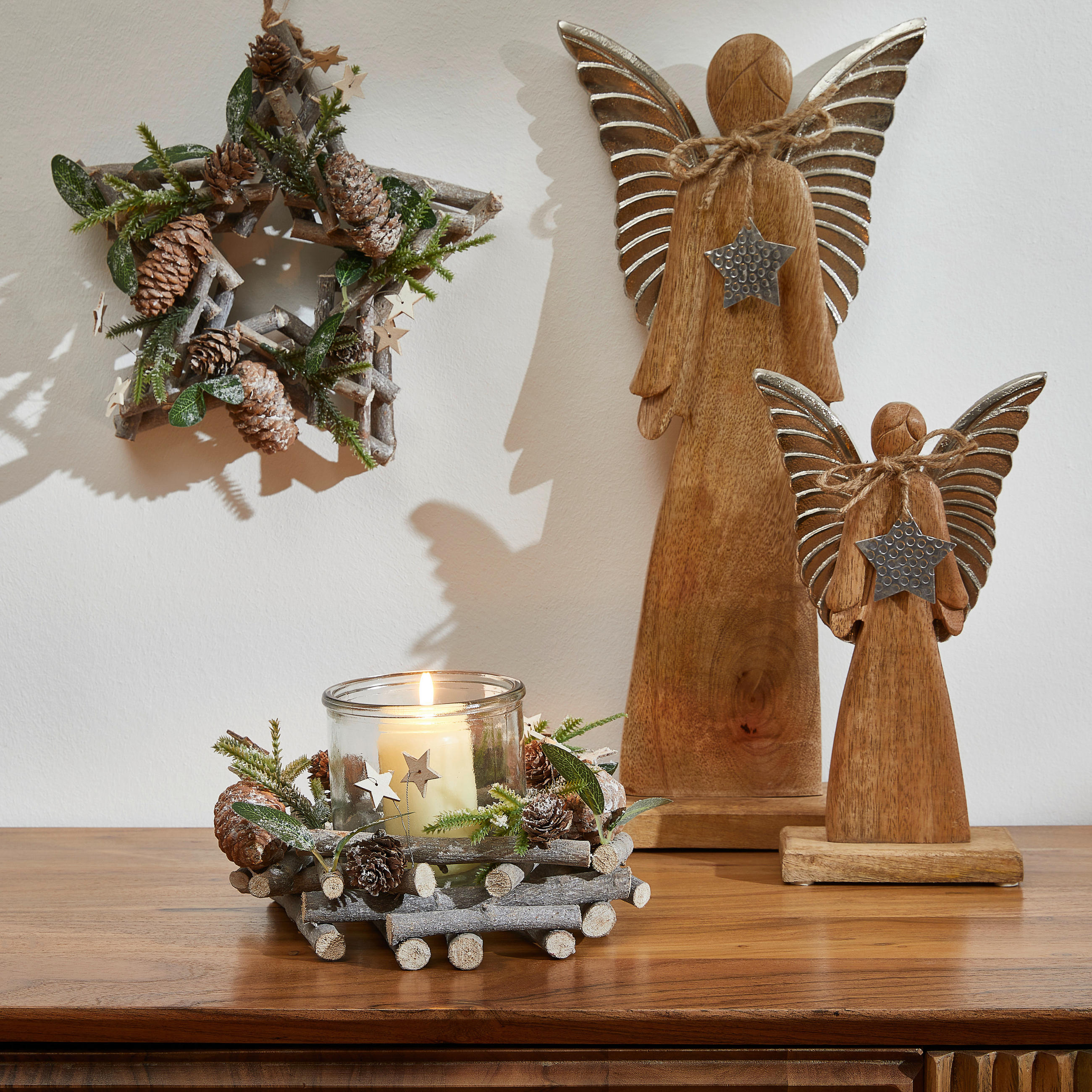 WINDLICHT Grün 15/15 cm  - Grün, LIFESTYLE, Glas/Naturmaterialien (15/15cm) - X-Mas