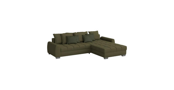 ECKSOFA in Mikrofaser Dunkelgrün  - Chromfarben/Dunkelgrün, Design, Kunststoff/Textil (320/226cm) - Carryhome