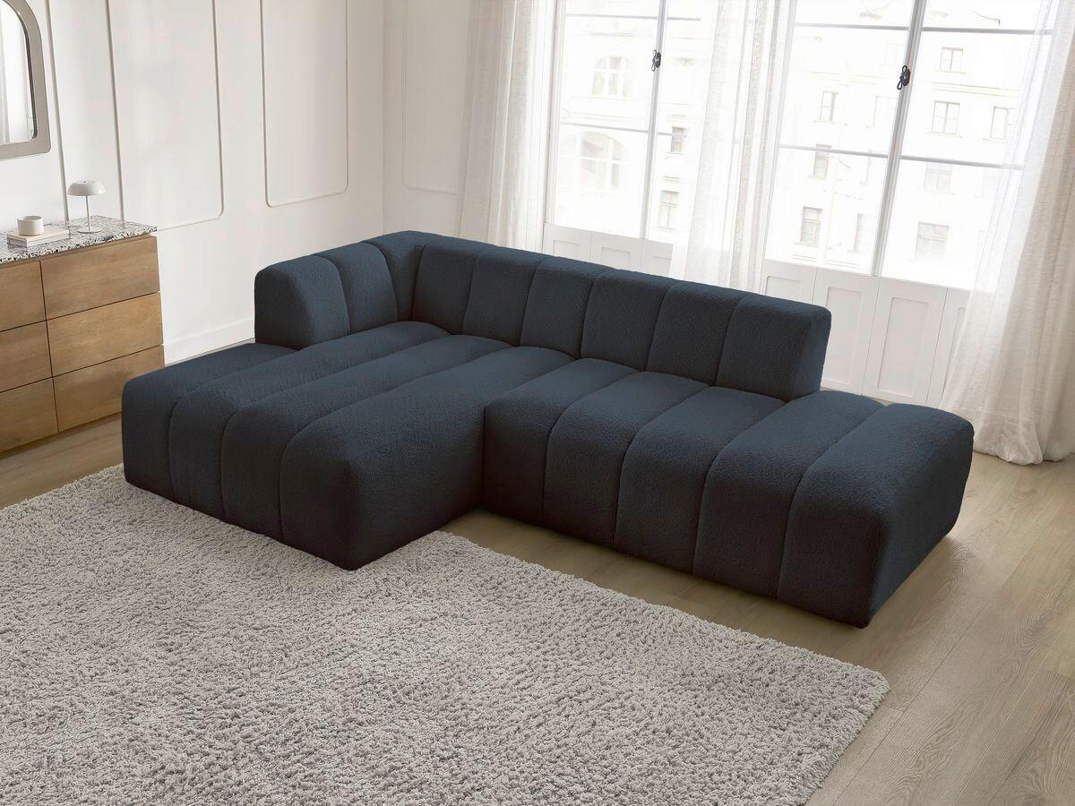 ECKSOFA  ANNECY Dunkelblau Bouclé  - Schwarz/Dunkelblau, MODERN, Kunststoff/Textil (170/262cm)