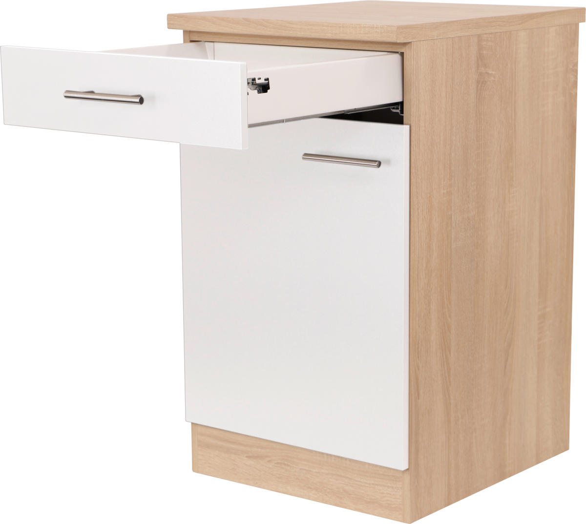 KÜCHENUNTERSCHRANK 50/84,8/60 cm  in Weiß, Eichefarben  - Eichefarben/Silberfarben, Basics, Holzwerkstoff/Metall (50/84,8/60cm) - Respekta