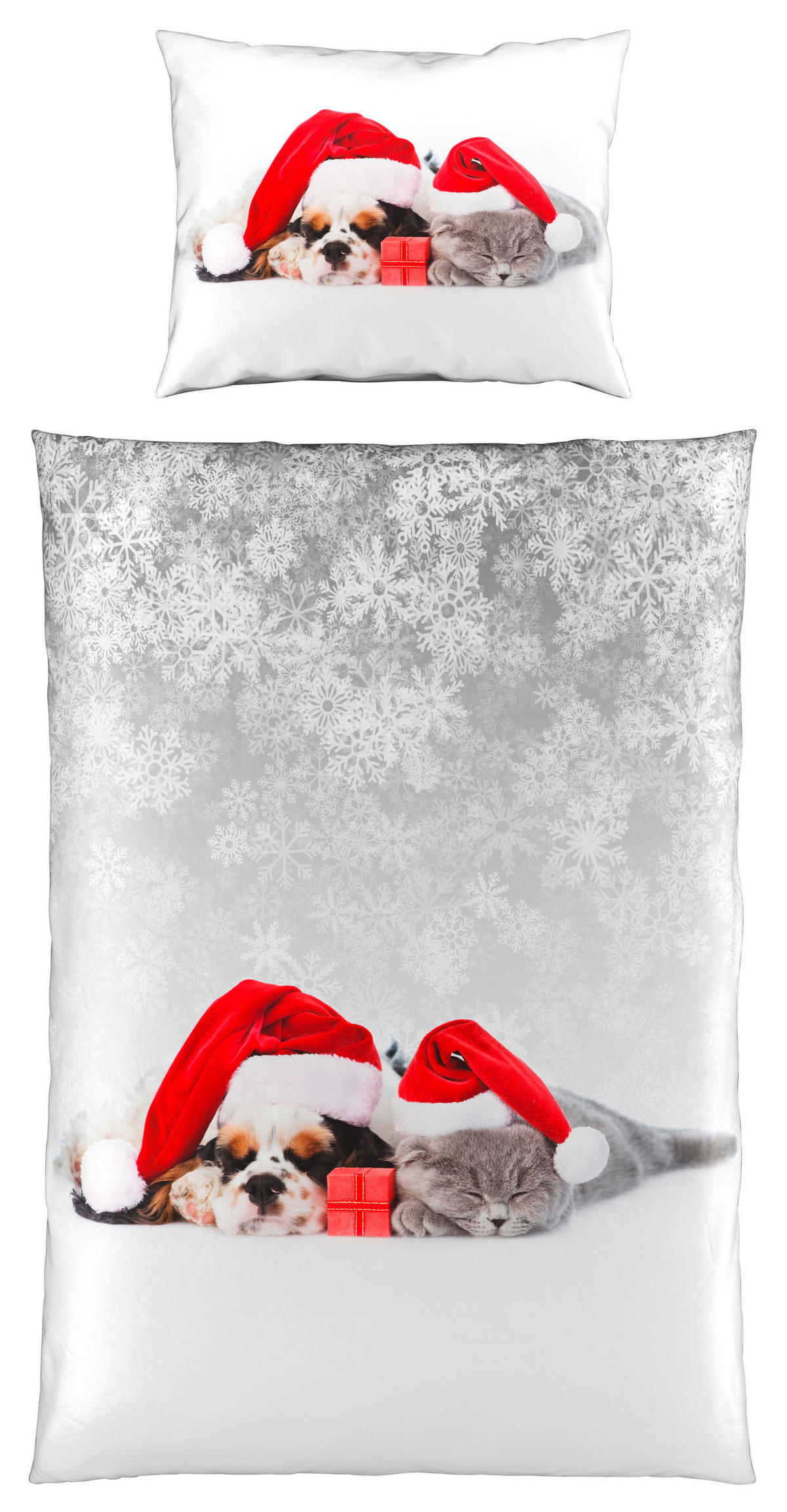 POSTELJINA SA DVA LICA DOZY 140/200 cm saten siva, crvena  - siva/crvena, Osnovno, tekstil (140/200cm) - X-Mas