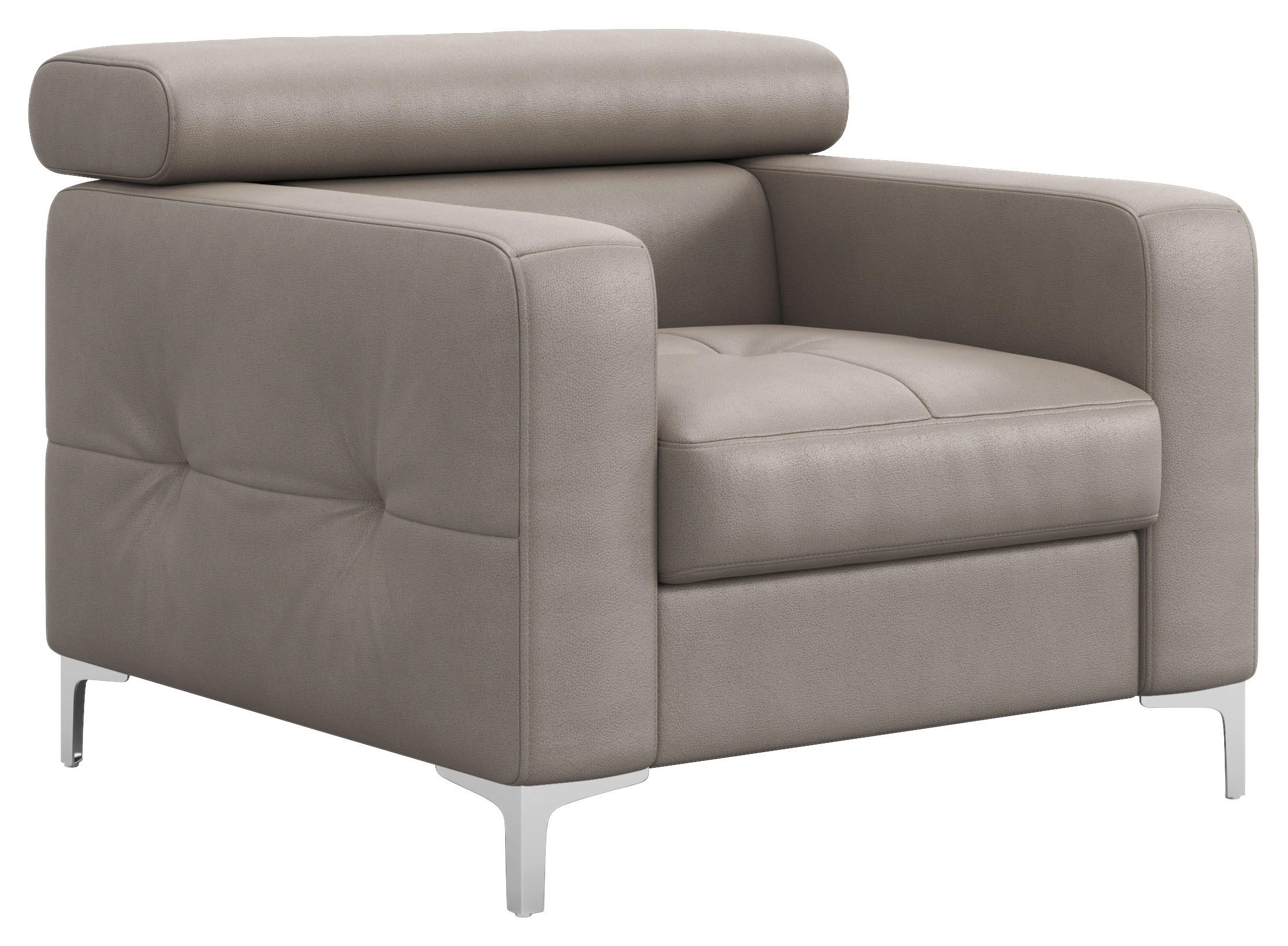 SESSEL Echtleder Grau    - Chromfarben/Grau, Design, Leder/Metall (99/78-92/106cm) - Livetastic