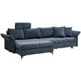 ECKSOFA Blau Chenille  - Blau/Schwarz, KONVENTIONELL, Textil/Metall (291/153cm) - Hom`in