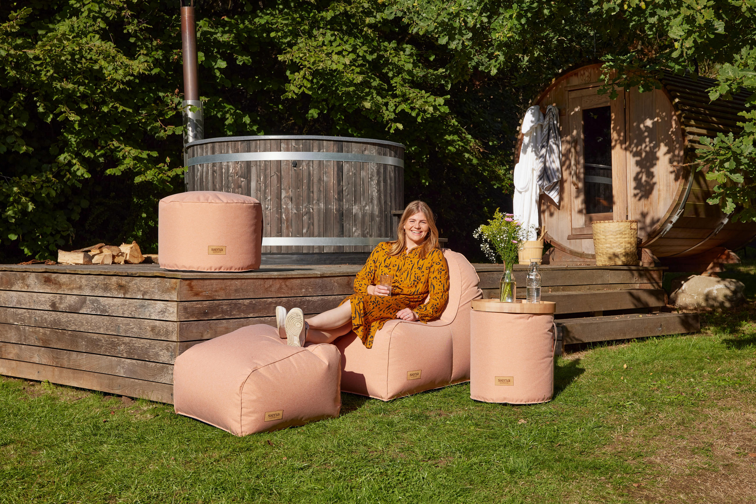 GARTENHOCKER - Orange, KONVENTIONELL, Textil (45/50/45cm) - Siena Garden