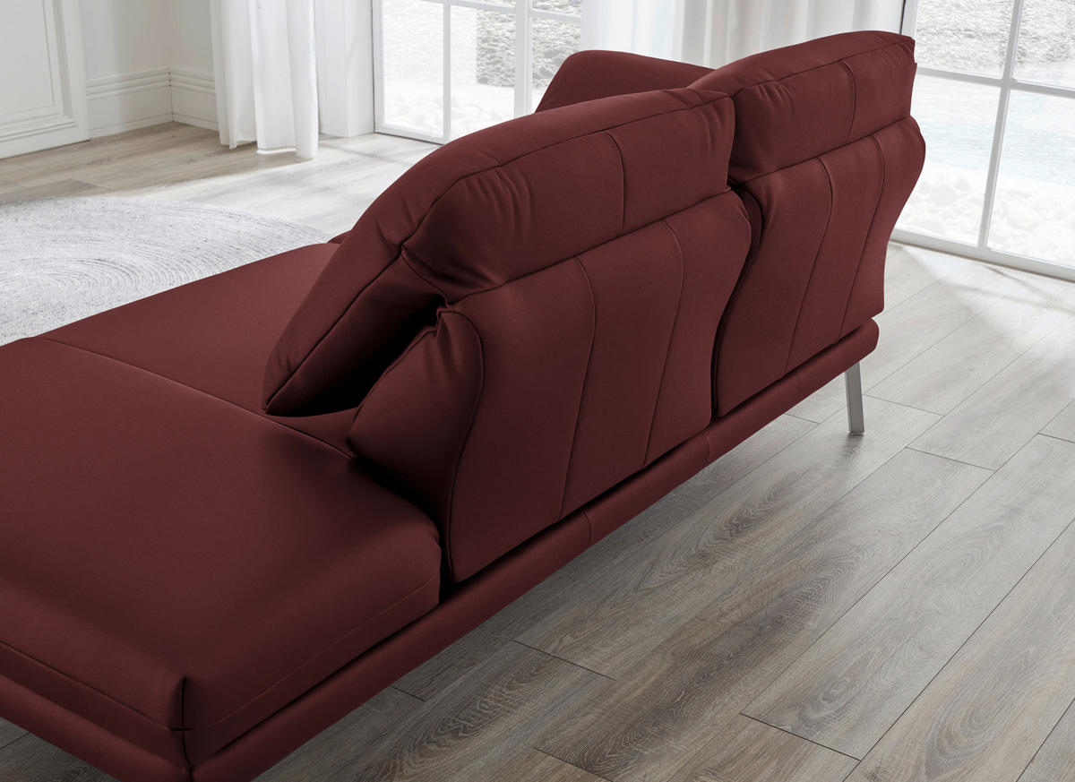 RÉCAMIERE in Echtleder Rot  - Chromfarben/Rot, Design, Leder/Metall (209/85-109/95-16cm) - Dieter Knoll