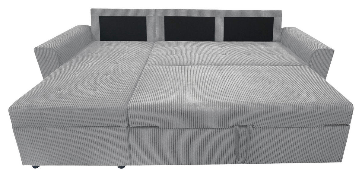 ECKSOFA in Cord Hellgrau  155/231 cm  - Hellgrau/Schwarz, Design, Kunststoff/Textil (155/231cm) - MID.YOU