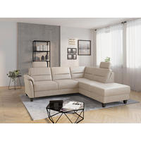 ECKSOFA PALMERA V Beige Mikrofaser Kopfstütze, Liegefläche im Originalstoff  - Wengefarben/Beige, KONVENTIONELL, Holz/Textil (236/212cm) - Sit & More