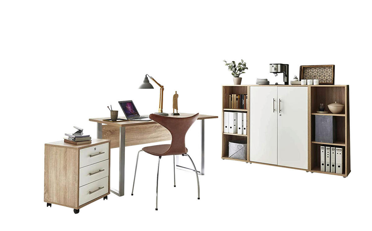 BÜRO - Weiß/Sonoma Eiche, MODERN, Holzwerkstoff/Metall - MID.YOU