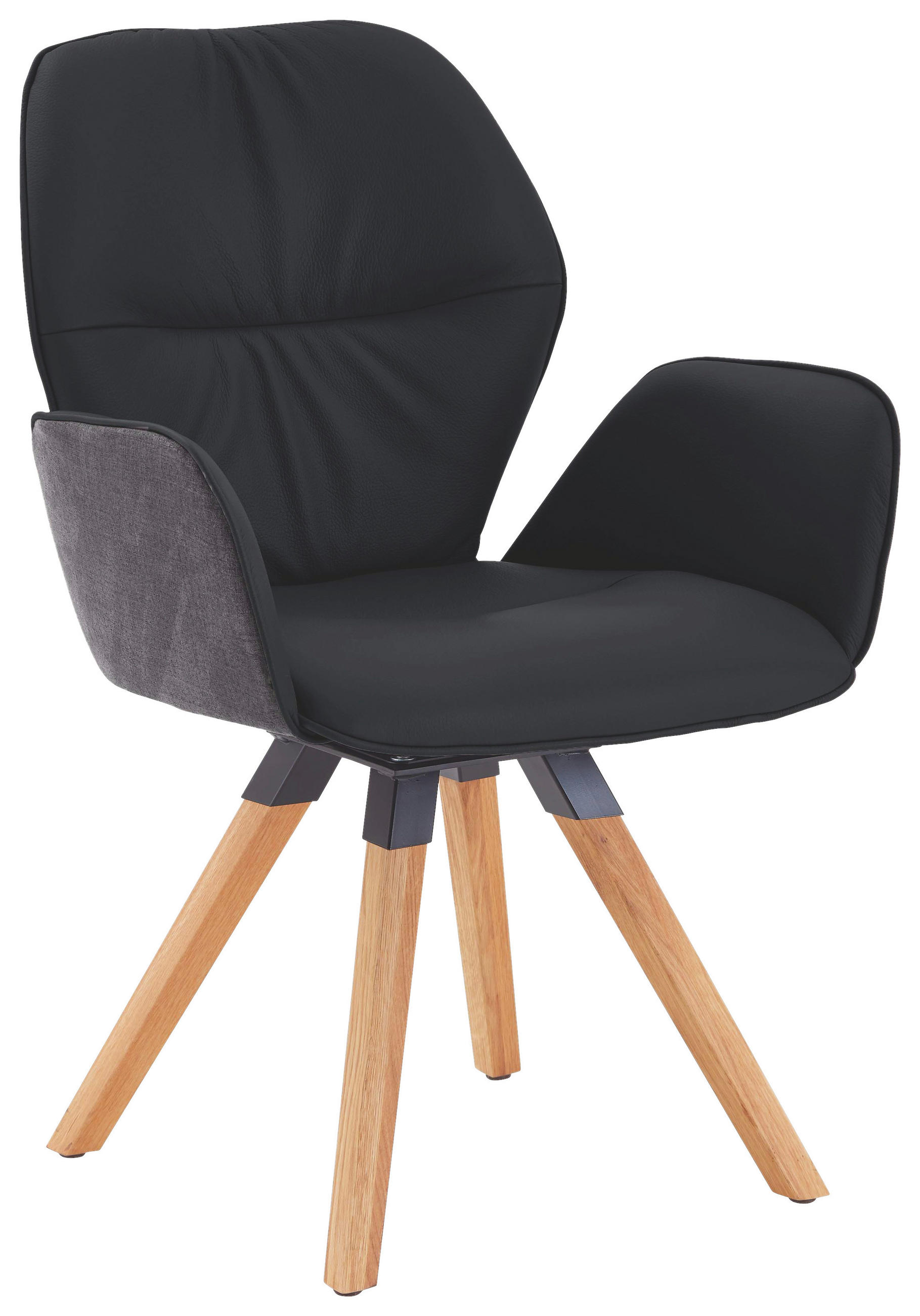 ARMLEHNSTUHL  in Echtleder pigmentiert  - Wildeiche/Graphitfarben, Design, Leder/Holz (62/91/59cm) - Valdera