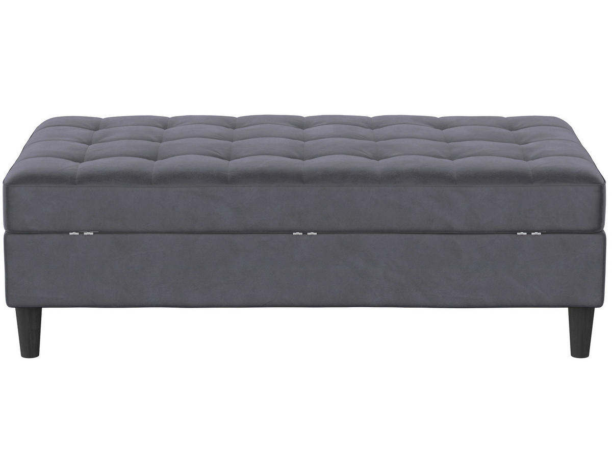 HOCKER PALERMO Velours Dunkelgrau  - Dunkelgrau/Schwarz, Basics, Kunststoff/Textil (130/43/69cm) - Livetastic