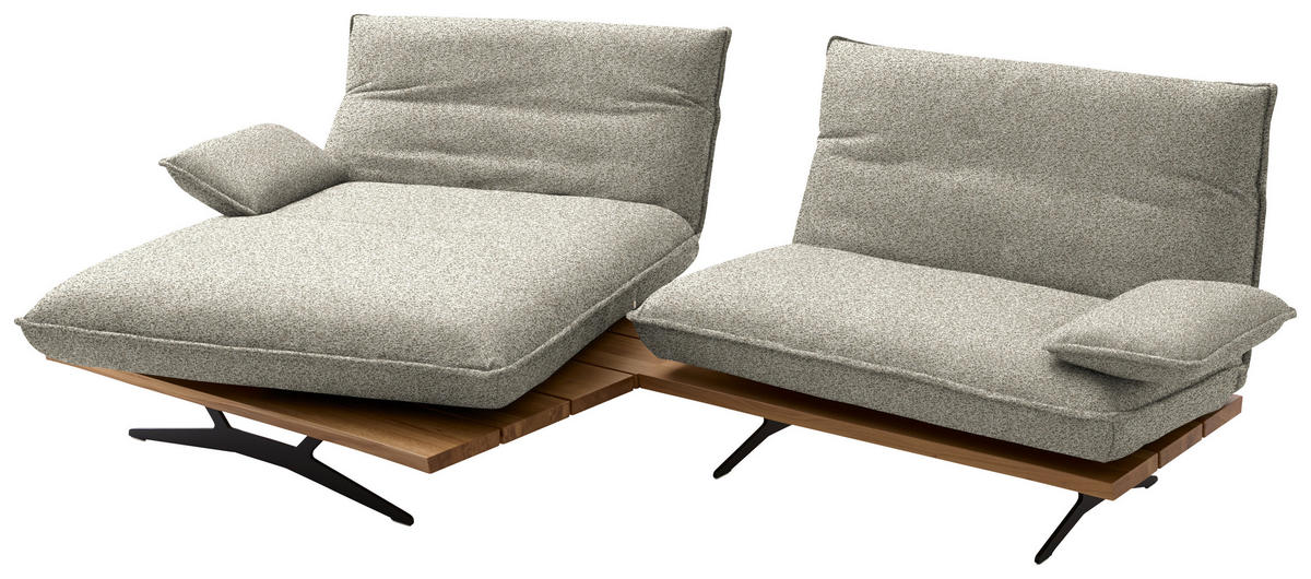 ECKSOFA Chenille, Flachgewebe Wildeiche, Greige  - Wildeiche/Greige, Design, Holz/Textil (161/284cm) - Koinor