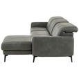 ECKSOFA Anthrazit Echtleder Kopfteilverstellung  - Anthrazit/Schwarz, Design, Leder/Metall (323/179cm) - Dieter Knoll