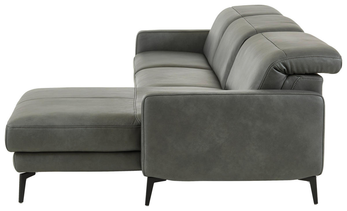 ECKSOFA  in Echtleder Anthrazit  323/179 cm  - Anthrazit/Schwarz, Design, Leder/Metall (323/179cm) - Dieter Knoll