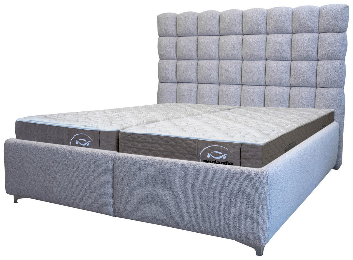 KÁRPITOZOTT ÁGY   - krómszínű, Basics, textil/fa (194/150/220cm) - Andante