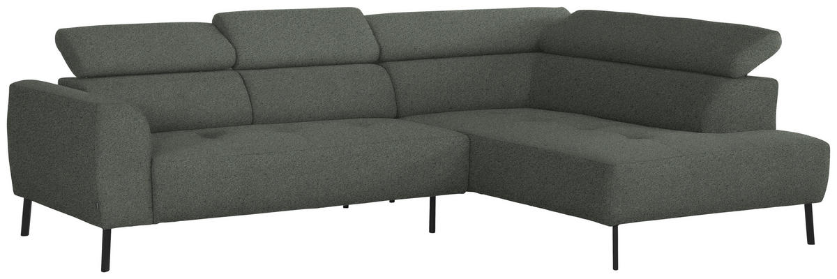 ECKSOFA in Struktur Grau  280/205 cm  - Schwarz/Grau, Design, Textil/Metall (280/205cm) - Xora