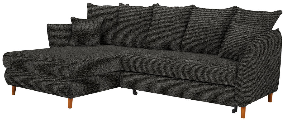 HÖRNSOFFA i chenille antracit  - antracit/ekfärgad, Klassisk, trä/textil (284/162cm) - MID.YOU