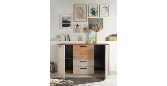 SIDEBOARD  150/92/38 cm 4 Schublade(n)  - Kaschmir/Schwarz, KONVENTIONELL, Holzwerkstoff/Kunststoff (150/92/38cm) - Xora