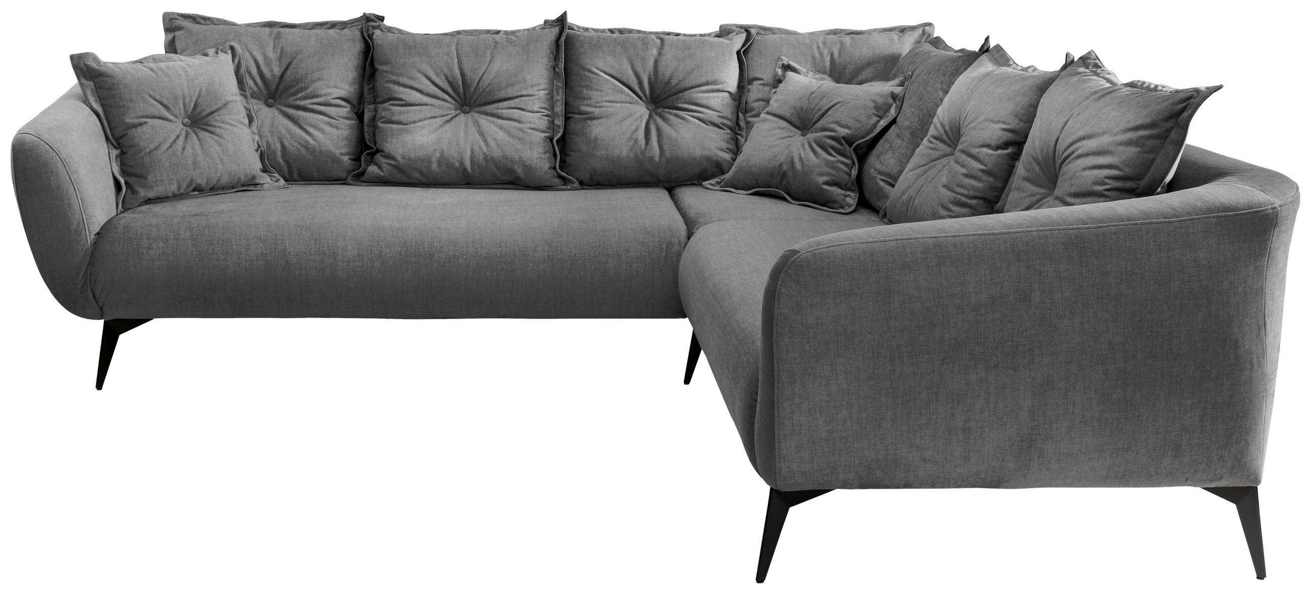 ECKSOFA Grau Velours  - Schwarz/Grau, MODERN, Textil/Metall (276/247cm) - Livetastic