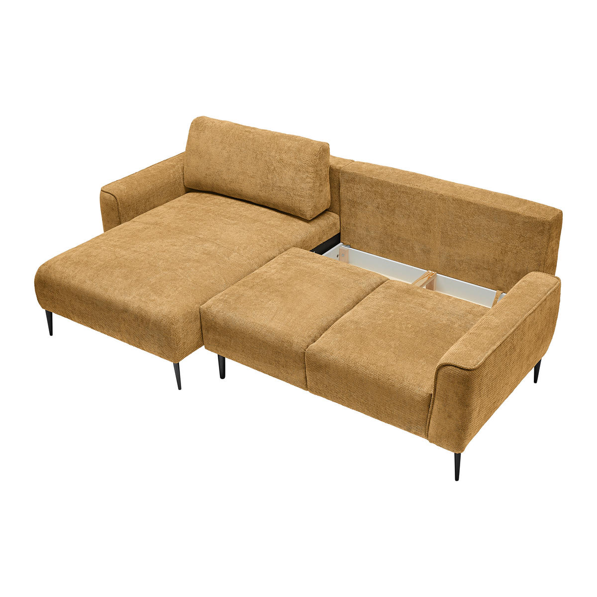 ECKSOFA in Webstoff Bernsteinfarben  - Bernsteinfarben/Schwarz, Modern, Textil/Metall (164/255cm) - MID.YOU