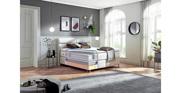 BOXSPRINGBETT 200/200 cm  in Creme  - Creme/Kupferfarben, KONVENTIONELL, Textil/Metall (200/200cm) - Ambiente