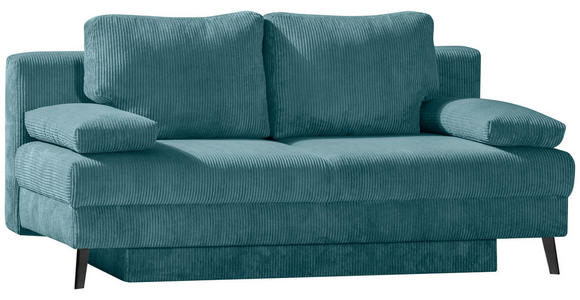SCHLAFSOFA  in Cord Türkis  - Türkis/Schwarz, MODERN, Textil/Metall (194/91/90cm) - Novel