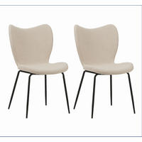 STUHL-SET 2 Stück  Bouclé  Beige  - Beige/Schwarz, MODERN, Textil/Metall (50/88,5/42cm) - MID.YOU