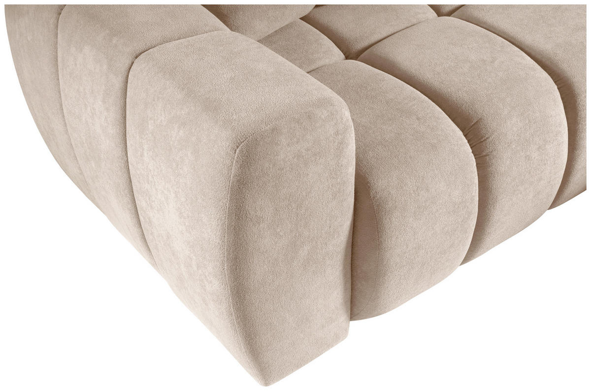 ECKSOFA FERANO Beige Velours  - Beige/Schwarz, Design, Kunststoff/Textil (253/172cm) - Livetastic