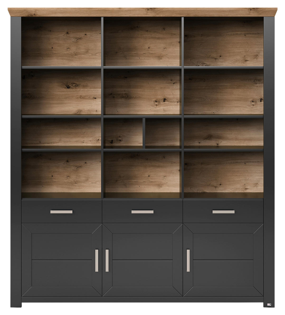 REGALKOMBINATION - Graphitfarben/Eiche Artisan, Design, Holzwerkstoff/Metall (184,1/206,6/42,2cm) - SetOne by Musterring