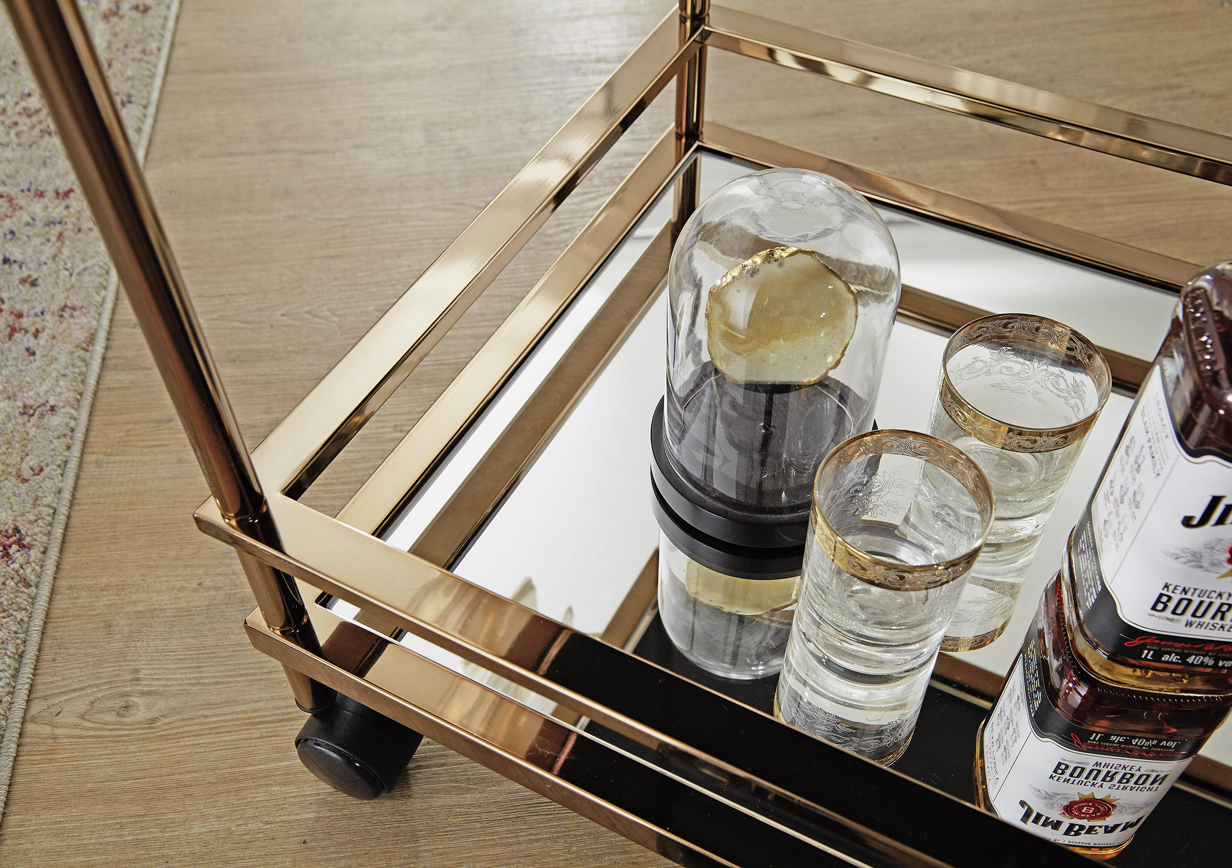 SERVIERWAGEN in Goldfarben  - Goldfarben, Design, Glas/Kunststoff (45/65,5/84cm) - MID.YOU