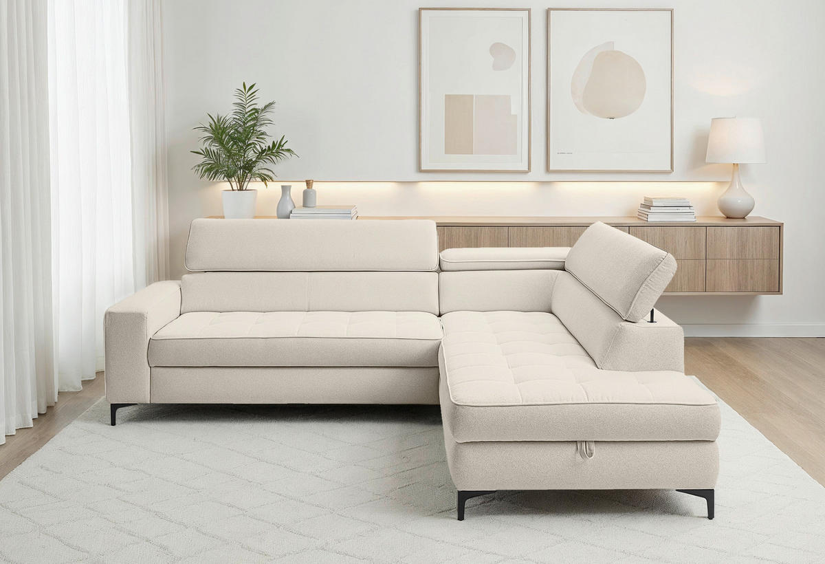 HÖRNSOFFA i struktur grå  - svart/grå, Design, metall/textil (251/203cm) - MID.YOU