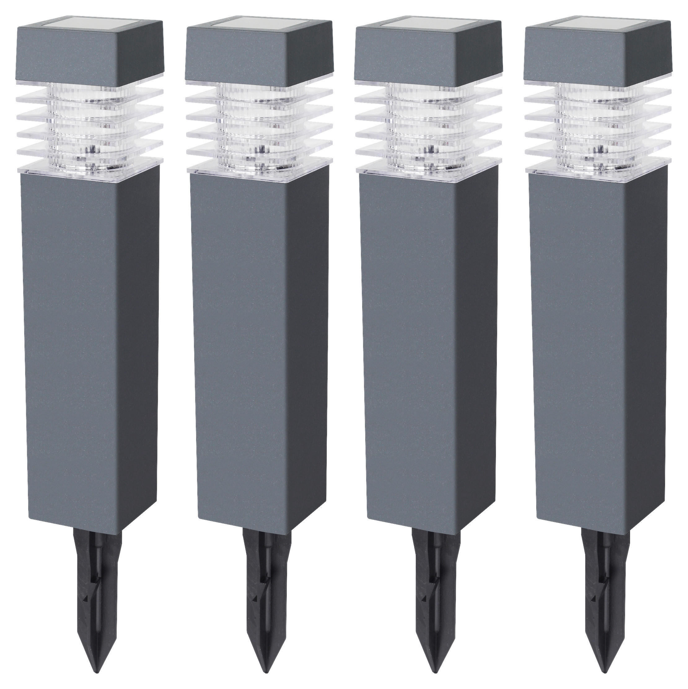 SADA SOLÁRNYCH SVIETIDIEL 4 ks, 5,8/38,5/5,8 cm - priehľadné/tmavosivá, Konventionell, plast (5,8/38,5/5,8cm) - Ambia Garden