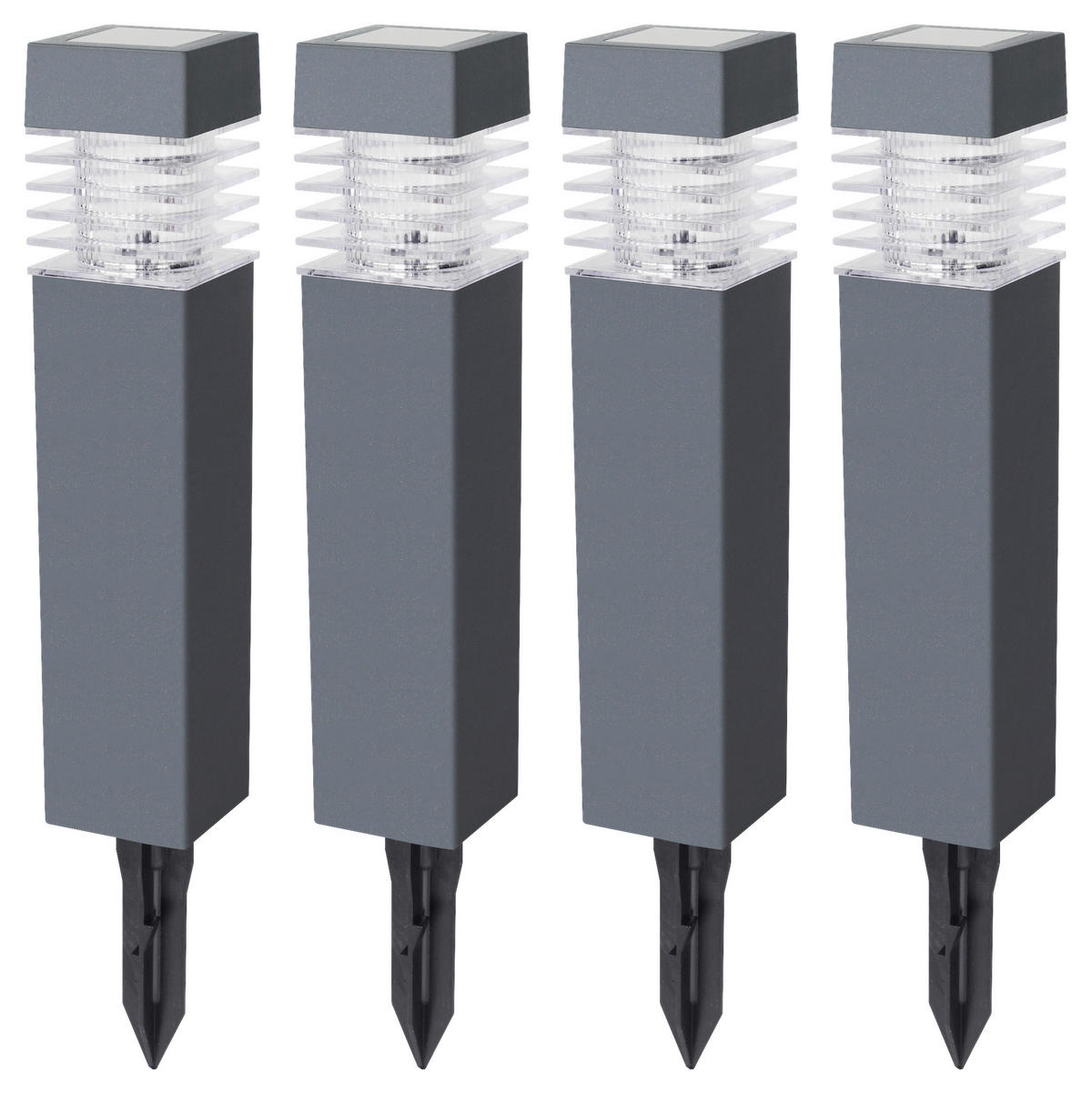 SADA SOLÁRNÍCH SVÍTIDEL 4 ks, 5,8/38,5/5,8 cm - průhledné/tmavě šedá, Konvenční, plast (5,8/38,5/5,8cm) - Ambia Garden