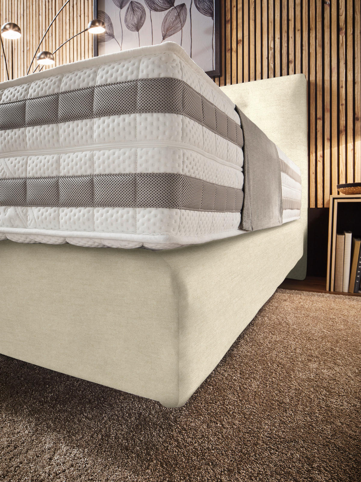 BOXSPRINGBETT 160/200 cm  in Beige  - Beige, KONVENTIONELL, Holz/Textil (160/200cm) - Dieter Knoll