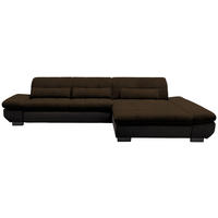 ECKSOFA in Mikrofaser Braun  - Schwarz/Braun, Design, Textil/Metall (341/204cm) - Xora