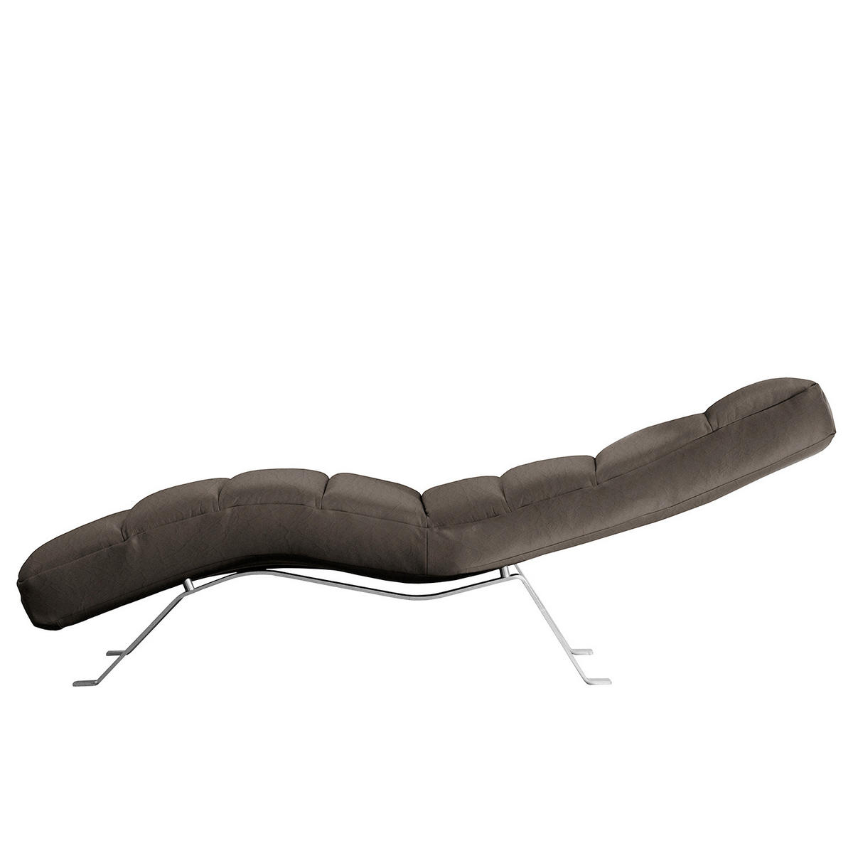 RELAXLIEGE in Echtleder Dunkelgrau  - Dunkelgrau/Silberfarben, Design, Leder/Metall (65/65-95/171cm) - Livetastic