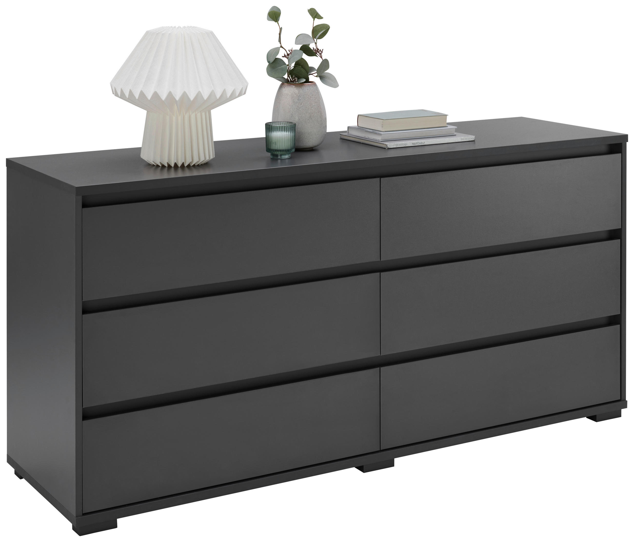 Carryhome ŠIROKÁ KOMODA, antracitová, 160/79/48 cm
