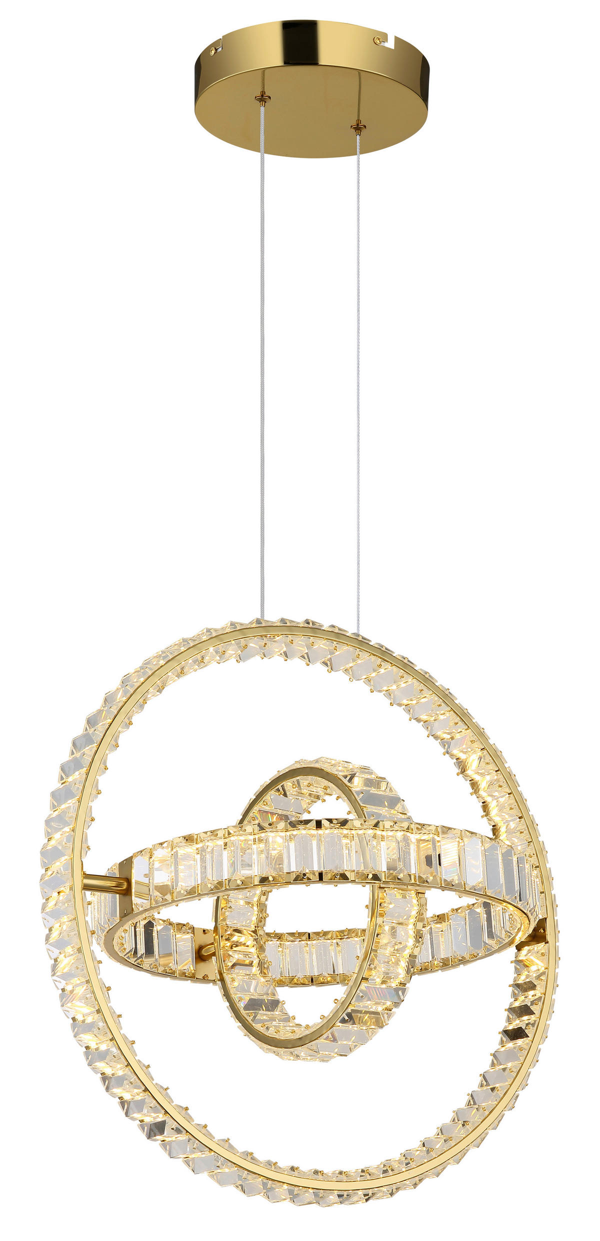 LED-HÄNGELEUCHTE 50/40/120 cm    - Klar/Goldfarben, Design, Glas/Metall (50/40/120cm) - Globo