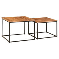 KONFERENČNÍ STOLEK, barvy akácie, dřevo, 60/60/46 cm - černá/barvy akácie, Moderní, kov/dřevo (60/60/46cm) - MID.YOU