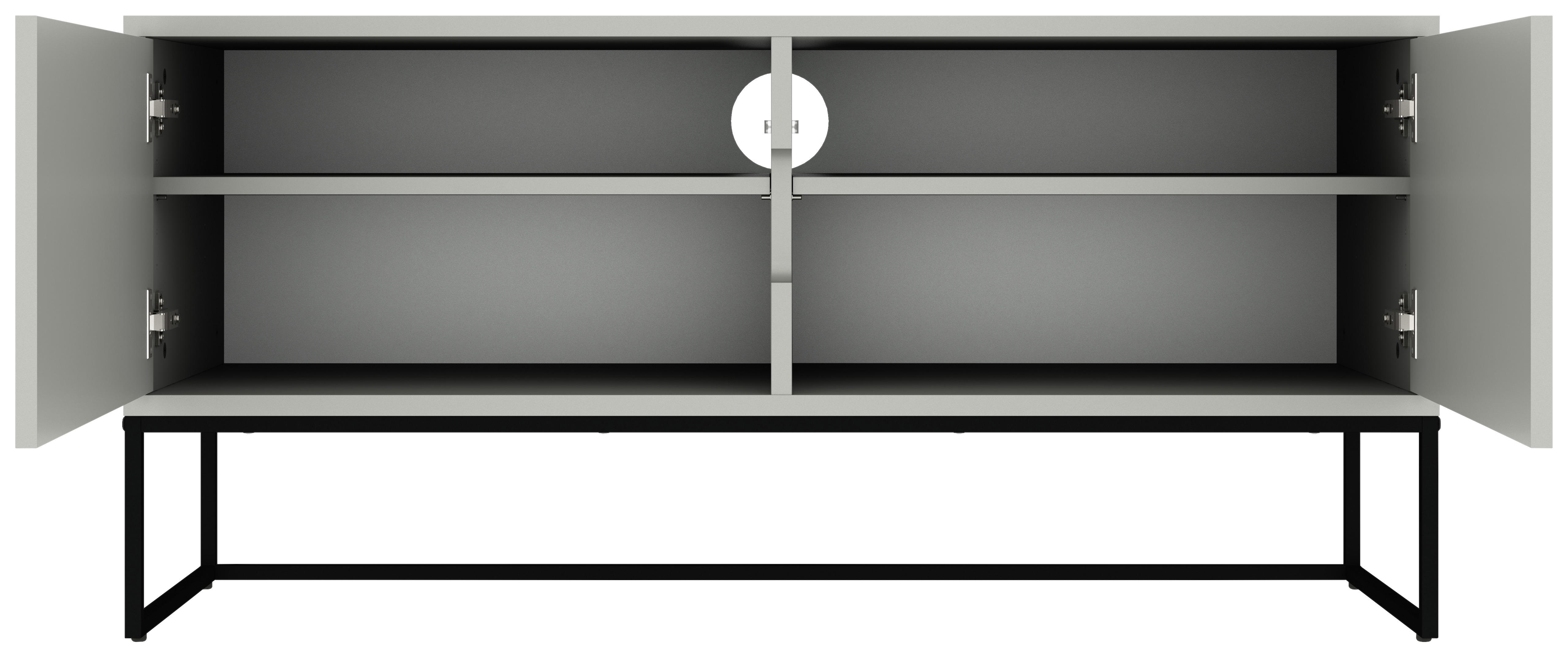 LOWBOARD Weiß  - Schwarz/Weiß, Design, Holzwerkstoff/Metall (118/57/43cm)
