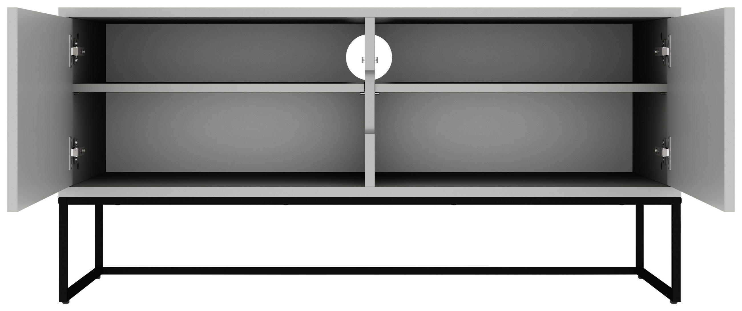 LOWBOARD Lipp in 118/57/43 cm - Schwarz/Weiß, Design, Holzwerkstoff/Metall (118/57/43cm)
