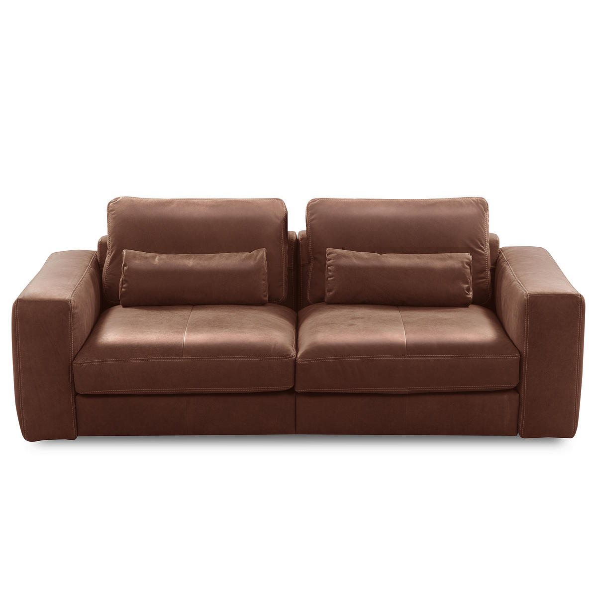 2-SITZER-SOFA  in Echtleder Braun   - Beige/Schwarz, Design, Leder/Kunststoff (240/85/123cm) - Livetastic