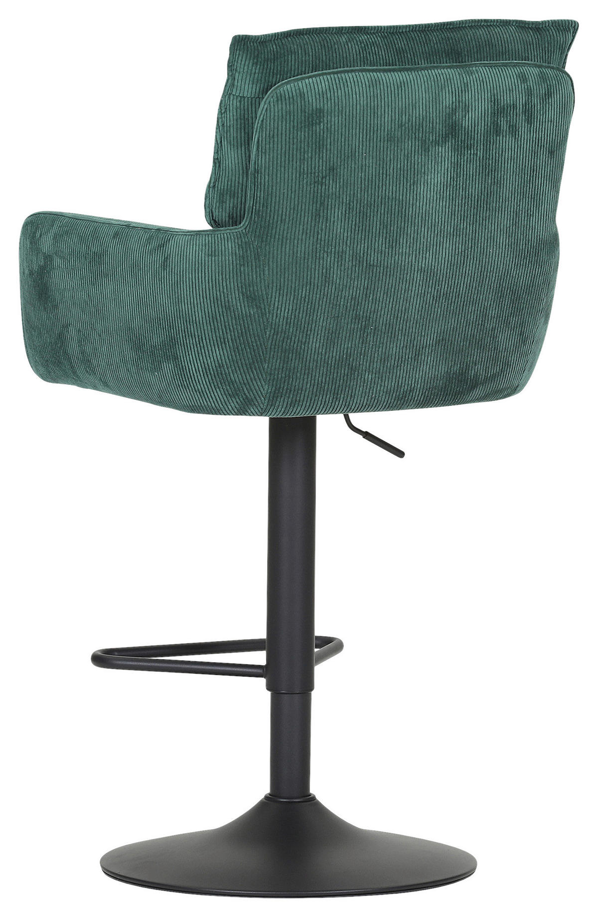 BARHOCKER Cord Grün Stoffauswahl, Sitzfläche 360° drehbar  - Schwarz/Grün, Design, Textil/Metall (54/98-120/58cm) - Novel