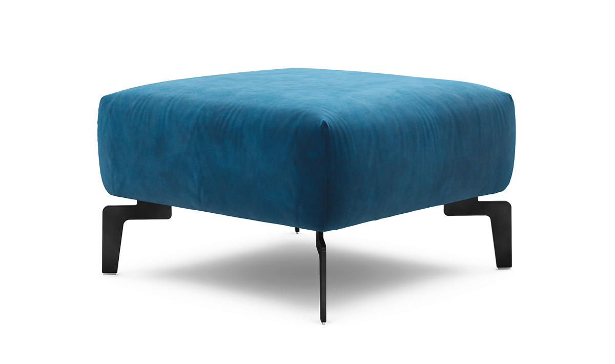HOCKER in Textil Blau  - Blau/Schwarz, Design, Textil/Metall (70/70/46cm) - SENSOO