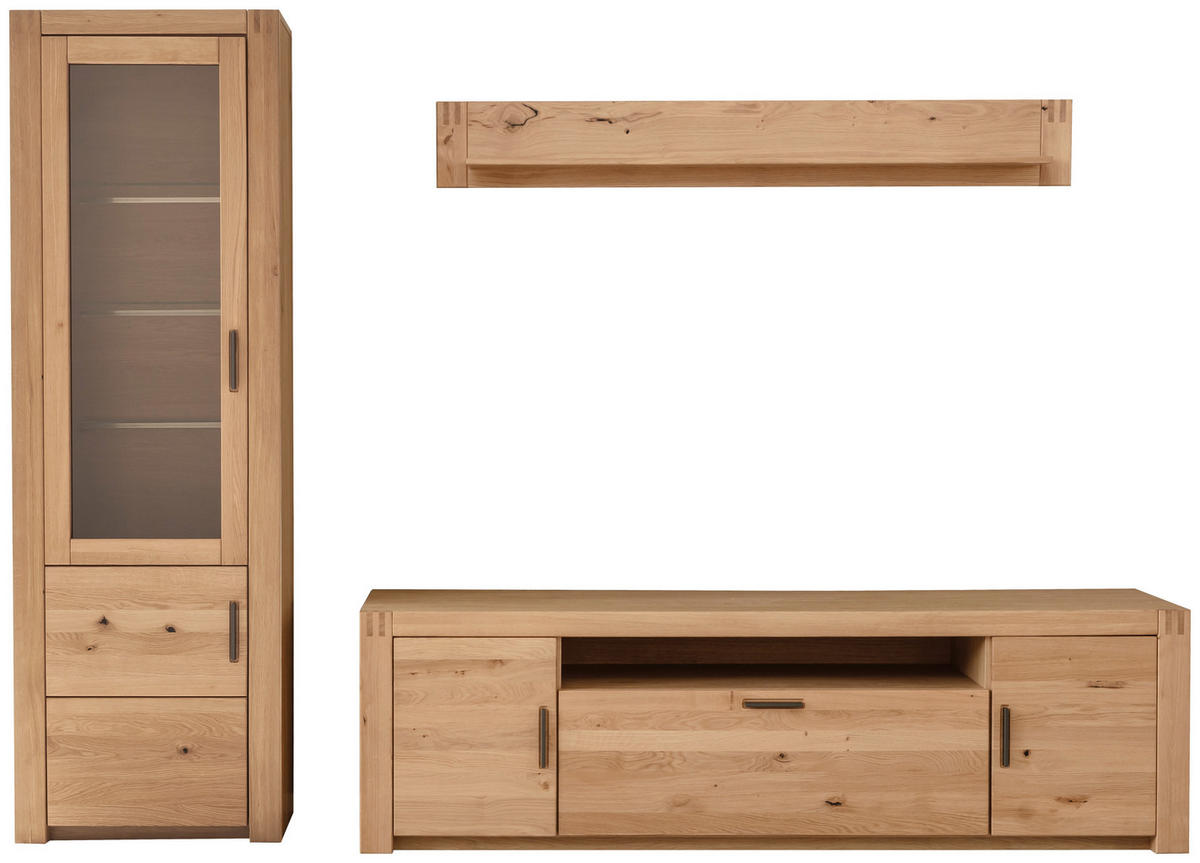 WOHNWAND 3-teilig  in Eichefarben 283/203/50 cm  - Eichefarben/Anthrazit, Design, Glas/Holz (283/203/50cm) - Livetastic