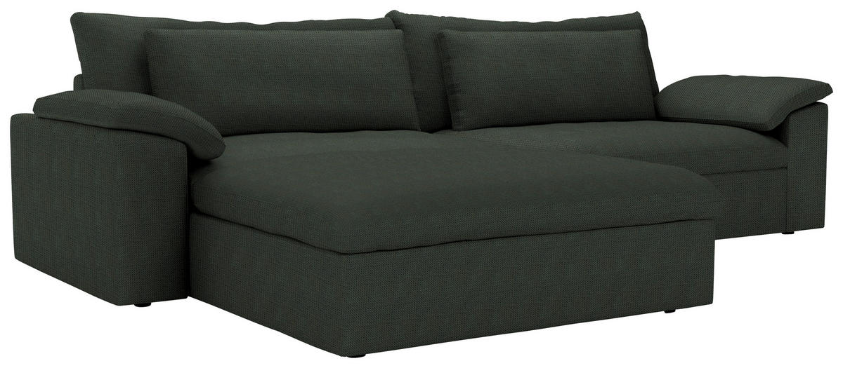 ECKSOFA  Chenille Waldgrün  - Waldgrün/Schwarz, Modern, Kunststoff/Textil (198/306cm) - Carryhome